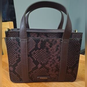 Fossil Maisie Mini Satchel Snake Print Crossbody Tote/Purse